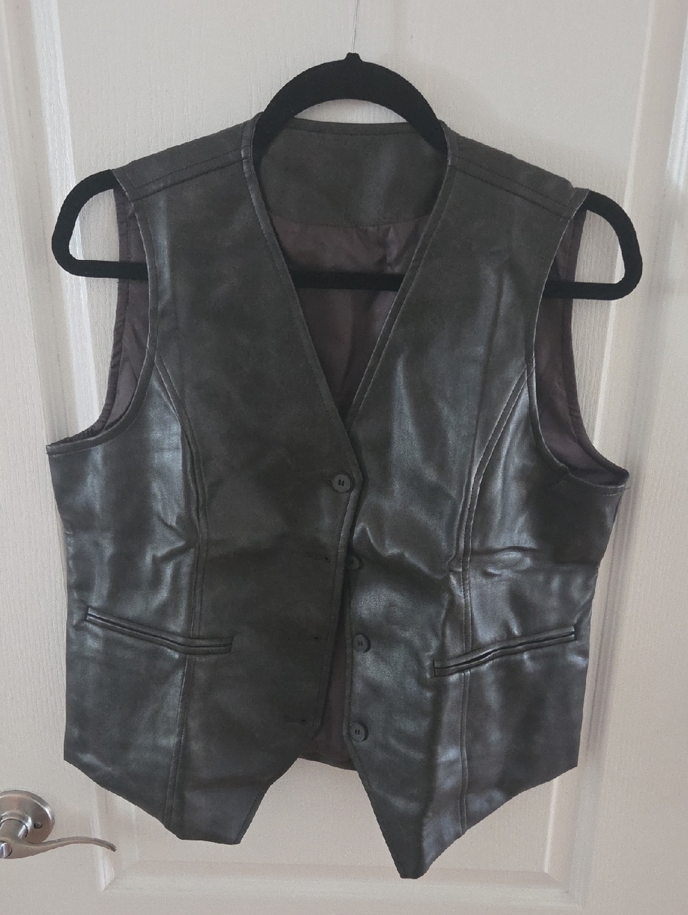 LADIES FAUX LEATHER BROWN VEST SIZE LARGE BRAND NEW